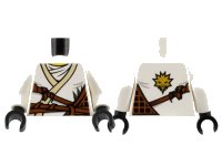 LEGO part Torso Ninjago Brown Rope and White Undershirt, Gold Lion on Back Pattern / White Arms / Black Hands 973pb0995c01
