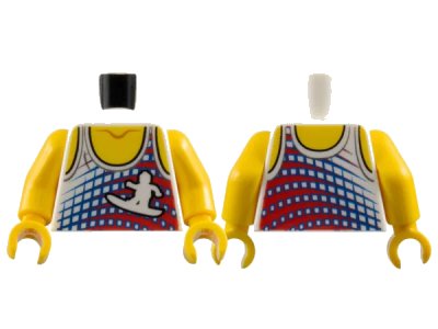 LEGO onderdeel Torso Tank Top with Surfer Silhouette Pattern / Yellow Arms / Yellow Hands (973pb0997c01)