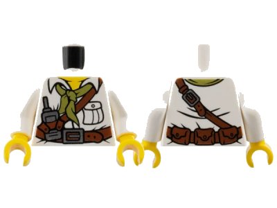LEGO onderdeel Torso Dino Shirt with Pocket, Scarf, Belt and Radio Pattern / White Arms / Yellow Hands (973pb1018c01)