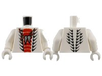 LEGO onderdeel Torso Ninjago Snake with Red and Black Scales Thin, Light Bluish Gray Animal Tooth / Claw Necklace Pattern / White Arms / White Hands 973pb1028c01