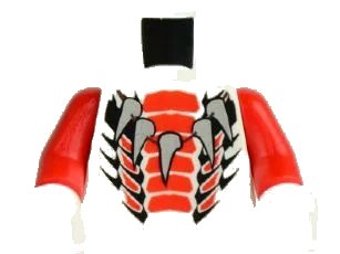 LEGO onderdeel Torso Ninjago Snake with Red and Black Scales Wide, Light Bluish Gray Animal Tooth / Claw Necklace Pattern / Red Arms / White Hands (973pb1036c01)