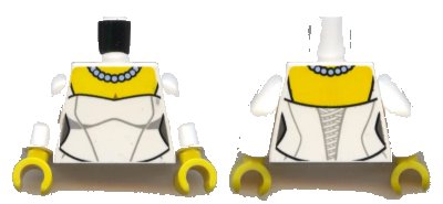 LEGO onderdeel Torso Wedding Dress with Necklace Pattern / White Arms / Yellow Hands (973pb1074c01)