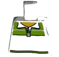 LEGO part Torso Shirt with Collar and Lime Stripes, Yellow Neck Pattern 973pb1090
