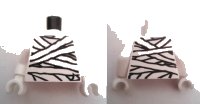 LEGO part Torso Mummy Wrappings Glow In Dark Pattern / White Arms / White Hands 973pb1111c01
