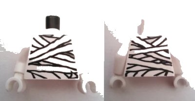 LEGO onderdeel Torso Mummy Wrappings Glow In Dark Pattern / White Arms / White Hands (973pb1111c01)
