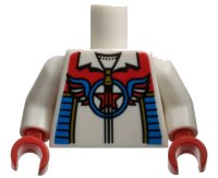 LEGO part Torso Jacket with Gold Zipper, Red Star in Blue Circle with Wings Pattern / White Arms / Red Hands 973pb1115c01