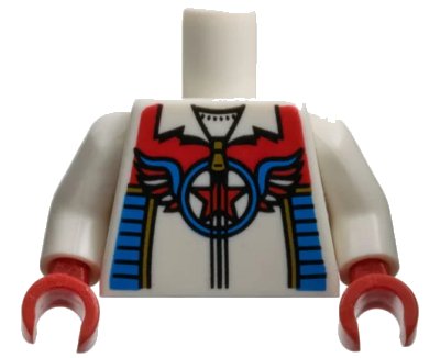 LEGO onderdeel Torso Jacket with Gold Zipper, Red Star in Blue Circle with Wings Pattern / White Arms / Red Hands (973pb1115c01)