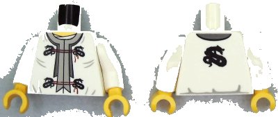 LEGO onderdeel Torso Ninjago Dragon Clasps and Red Ties Front and Dragon Back Pattern / White Arms / Yellow Hands (973pb1200c01)