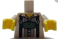 LEGO part Torso Lederhosen over Pinstripe Shirt Pattern / White Arms / Yellow Hands 973pb1237c01