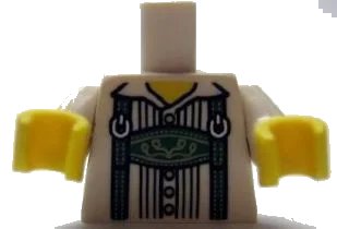LEGO onderdeel Torso Lederhosen over Pinstripe Shirt Pattern / White Arms / Yellow Hands (973pb1237c01)