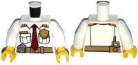 LEGO onderdeel Torso Fire Chief Shirt with Tie, Fire Logo Badge and Belt Pattern / White Arms / Yellow Hands 973pb1304c01