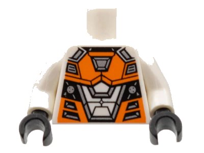 LEGO onderdeel Torso Space with Orange and Silver Battle Mech Pattern / White Arms / Black Hands (973pb1332c01)