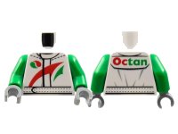 LEGO part Torso Octan Logo Jacket with Red and Green Stripe Pattern / Green Arms / Dark Bluish Gray Hands 973pb1373c01