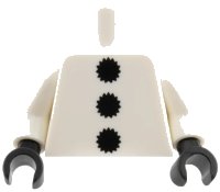 LEGO part Torso 3 Black Pom Poms Pattern / White Arms / Black Hands 973pb1398c01