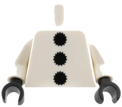 LEGO onderdeel Torso 3 Black Pom Poms Pattern / White Arms / Black Hands (973pb1398c01)