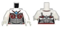 LEGO onderdeel Torso Chima Female Outline with Silver and Dark Red Armor and Blue Round Jewel (Chi) Pattern / White Arms / White Hands 973pb1476c01