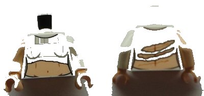 LEGO onderdeel Torso SW Female Torn Shirt Pattern (Padme Amidala) / White Arm Left / Light Nougat Arm Right / Light Nougat Hands (973pb1518c01)