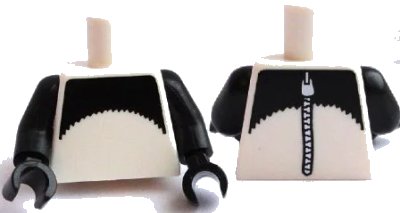 LEGO onderdeel Torso Black Upper Chest and Upper Back with Zipper Pattern / Black Arms / Black Hands (973pb1566c01)
