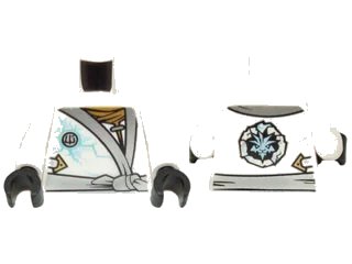 LEGO onderdeel Torso Ninjago Robe with Silver Sash and Ice Power Emblem Pattern / White Arms / Black Hands (973pb1595c01)