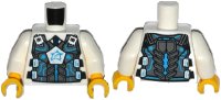 LEGO onderdeel Torso Body Armor with Dark Azure Ultra Agents Logo on Silver Pentagon over Shirt and Dark Blue Tie Pattern / White Arms / Yellow Hands 973pb1726c01