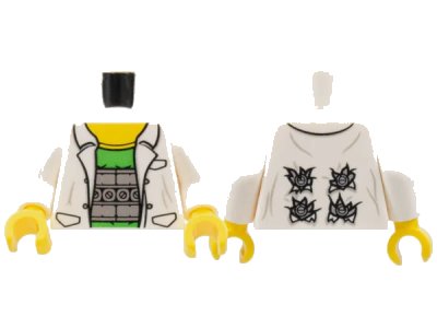 LEGO onderdeel Torso Lab Coat with Pockets over Bright Green Shirt Pattern (Doc Ock) / White Arms / Yellow Hands (973pb1731c01)
