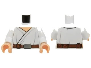 LEGO onderdeel Torso SW Wrap-Around Tunic and Utility Belt with Large Pouch, Light Folds Pattern / White Arms / Light Nougat Hands (973pb1737c01)