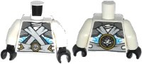 LEGO onderdeel Torso Ninjago Shoulder Armor with Silver Belts and Ice Power Emblem Pattern / White Arms / Black Hands 973pb1753c01