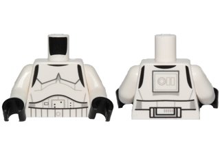 LEGO onderdeel Torso SW Armor Stormtrooper, Detailed Armor without Shoulder Belts (Rebels Cartoon Style) Pattern / White Arms / Black Hands (973pb1810c01)