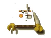 LEGO part Torso Shirt with Shell Logo and 'V-Power' over Pocket Pattern (Sticker) / White Arms / Yellow Hands 973pb1812c01