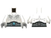 LEGO part Torso Fur with Dark Blue and Sand Blue Belt, Sand Blue Tribal Lines and Dark Azure Round Jewel (Chi) Pattern / White Arms / Light Bluish Gray Hands 973pb1878c01