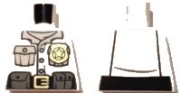 LEGO part Torso Police Shirt with White Undershirt, Gold Badge and Buckle, Black Belt with Pouches on Front, Lines on Back Pattern 973pb2011