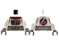 LEGO part Torso Spacesuit Silver Belt and Chest Piece with Space Shuttle Logo, Front and Back Pattern / White Arms / Dark Bluish Gray Hands 973pb2018c01