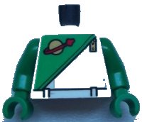 LEGO part Torso Space Futuron Green Pattern, Gold Zipper and Classic Logo, White Belt / Green Arms / Green Hands 973pb2035c01