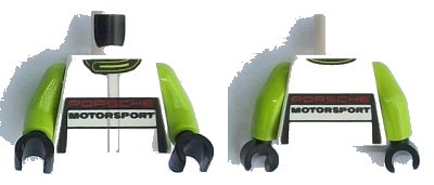 LEGO onderdeel Torso Speed Champions with Porsche Motorsport Pattern / Lime Arms / Black Hands (973pb2045c01)