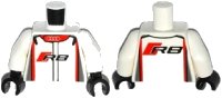 LEGO part Torso Racing Suit with Audi Logo and 'R8' on Front and Back Pattern / White Arms / Black Hands 973pb2299c01