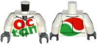 LEGO part Torso Octan Logo Racing Suit with Silver Zipper Pattern / White Arms / Dark Bluish Gray Hands 973pb2306c01