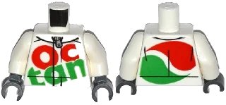 LEGO onderdeel Torso Octan Logo Racing Suit with Silver Zipper Pattern / White Arms / Dark Bluish Gray Hands (973pb2306c01)