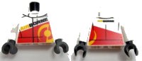 LEGO onderdeel Torso Racing Jacket with Red Panel and 'AIRBORNE' on Front and Back Pattern / White Arms / Dark Bluish Gray Hands 973pb2329c01