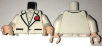 LEGO onderdeel Torso Tuxedo Jacket over Ruffled Shirt, Red Flower, Two Pockets Pattern / White Arms / Light Nougat Hands 973pb2537c01