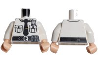 LEGO onderdeel Torso Police Shirt with Black Tie, Silver Badge, Black Belt with Pouch and Buckle on Front, Line on Back Pattern / White Arms / Light Nougat Hands 973pb2593c01