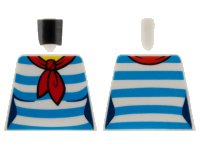 LEGO part Torso Female Shirt with Dark Azure Horizontal Stripes, Red Scarf, Yellow Neck Pattern 973pb2734