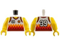 LEGO part Torso Tank Top Basketball Jersey with '39' and Orange and Red Diamonds, Yellow Neck and Shoulders, Back Print Pattern / Yellow Arms / Yellow Hands 973pb2736c01