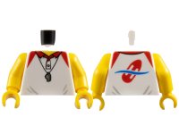 LEGO onderdeel Torso Polo Shirt with Red Collar, Silver Whistle and Red Lifeguard Float on Back Pattern / Yellow Arms / Yellow Hands 973pb2737c01