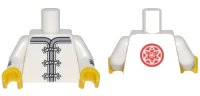 LEGO part Torso Ninjago Robe with Gray Trim, White Frog Clasps and Red Flower Medallion Pattern / White Arms with Black and Gray Cuffs Pattern / Yellow Hands 973pb2786c01