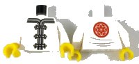 LEGO part Torso Ninjago Robe with Gray Trim, White Frog Clasps and Red Flower Medallion and Light Bluish Gray Lines on Back Pattern / White Arms / Yellow Hands 973pb2803c01