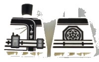 LEGO part Torso Ninjago Robe with Ninjago Logogram 'ICE', Belt with Radio and Black Emblem Pattern 973pb2806