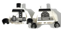 LEGO onderdeel Torso Ninjago Robe with Ninjago Logogram 'ICE', Belt with Radio and Black Emblem Pattern / White Arms / Black Hands 973pb2806c01