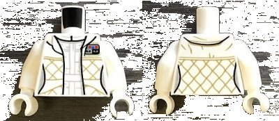 LEGO onderdeel Torso SW Checkered Jacket with White Undershirt and Belt Pattern (Leia) / White Arms / White Hands (973pb2848c01)