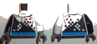 LEGO onderdeel Torso Racing Jacket with Checkered Pattern / White Arm Left / Black Arm Right / Dark Bluish Gray Hands 973pb2883c01