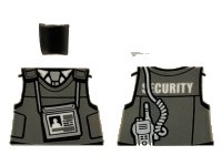 LEGO part Torso Town Police with Body Armor, Name Tag, Radio, and 'SECURITY' Pattern 973pb2917